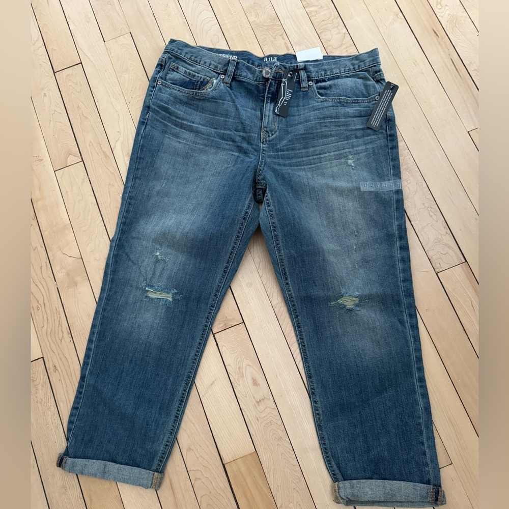 a.n.a Distressed Blue Boyfriend Jeans